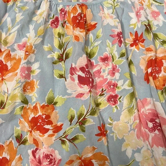 J. Jill Open Shoulder Light Blue Floral Blouse Like New - Picture 2 of 8